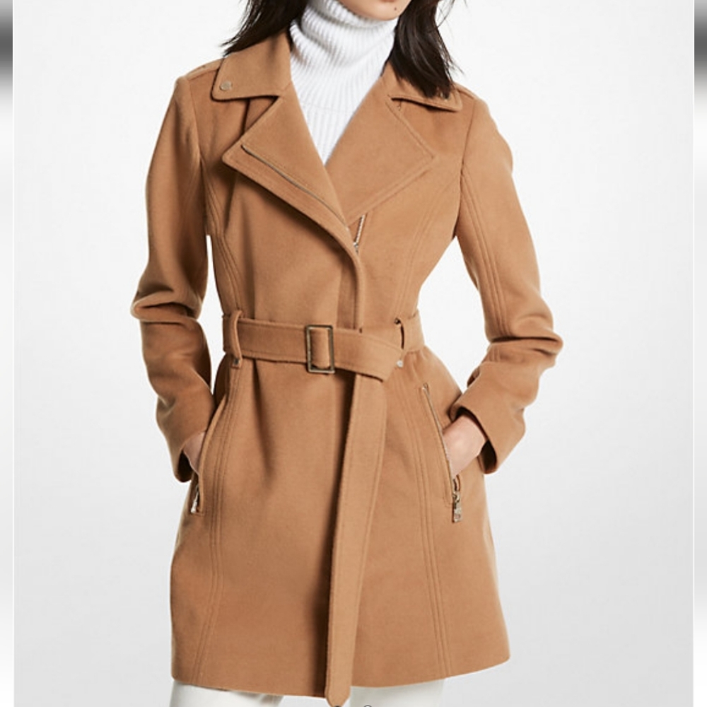 MICHAEL KORS Wool Blend Belted Coat